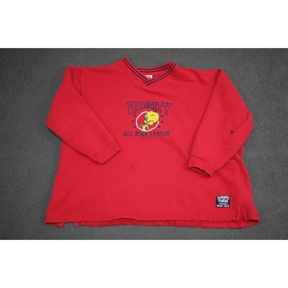Vintage Tweety Bird Sweater Adult Medium Red Crewneck Looney Tunes Womens